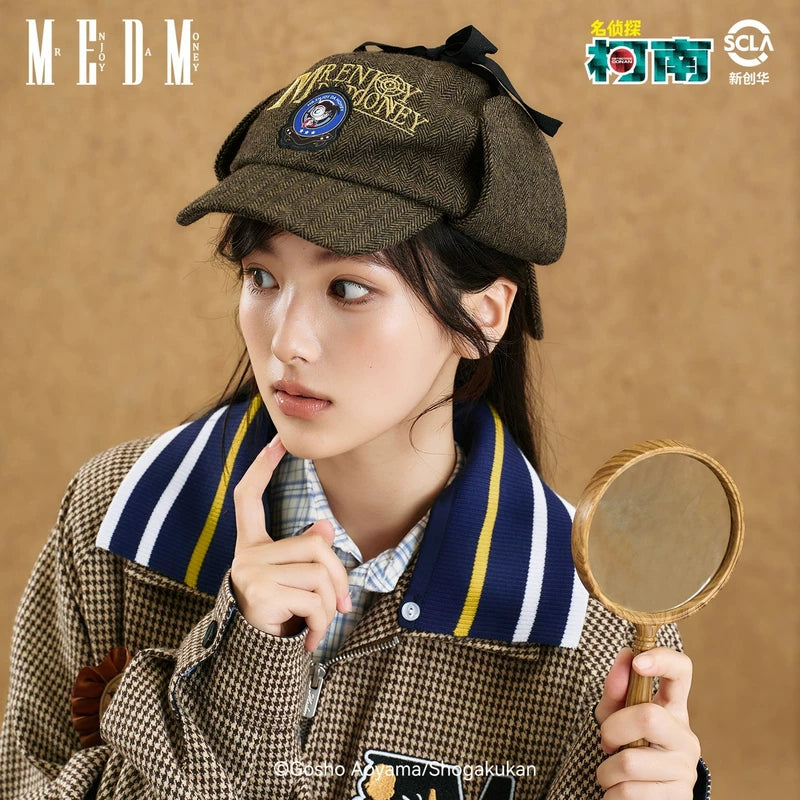 MEDMx Detective Conan Collaboration Double brimmed Retro Art Detective Hat Casual Hat British Style Versatile Hat