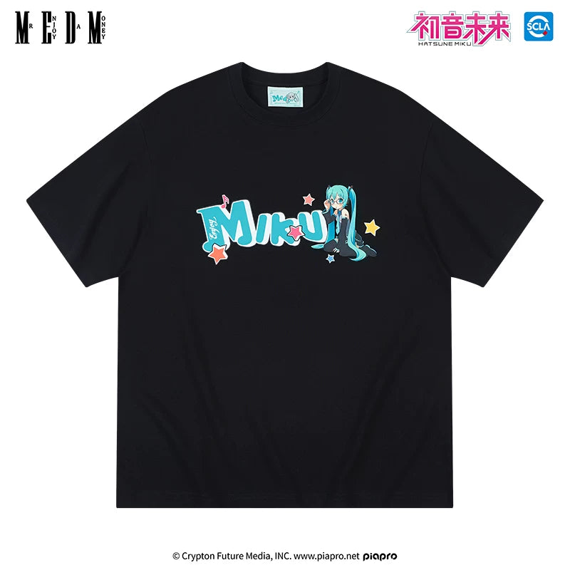 MEDMx Hatsune Miku Virtual Singer Short Sleeve Women's T-shirt 2025 New Summer American Design Casual Top