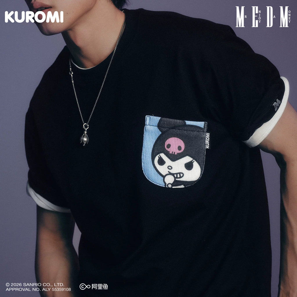 MEDM × Sanrio Family Series Knitted Pocket Casual Round Neck Short Sleeve Cool Lomi Pattern Loose T-shirt Summer