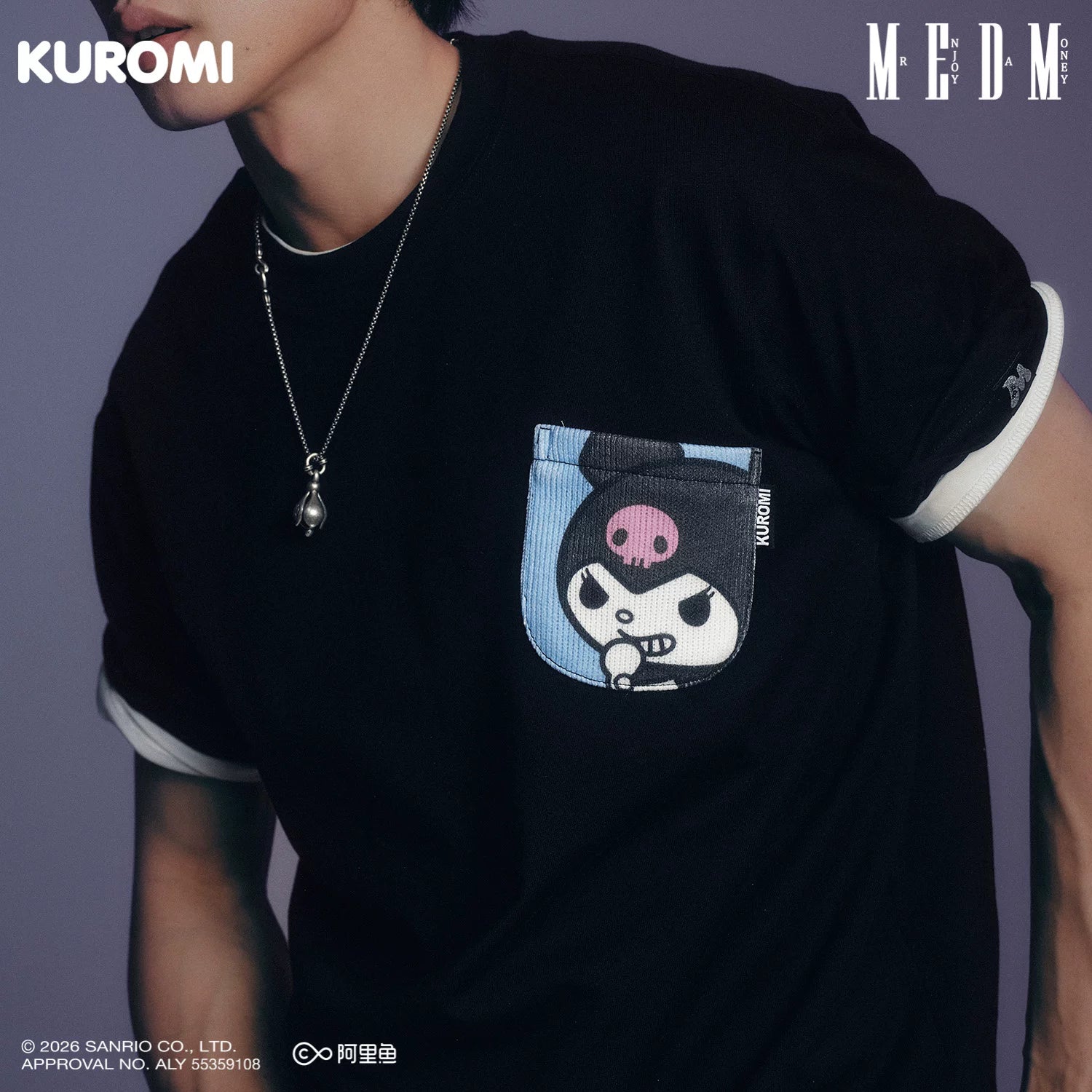 MEDM × Sanrio Family Series Knitted Pocket Casual Round Neck Short Sleeve Cool Lomi Pattern Loose T-shirt Summer