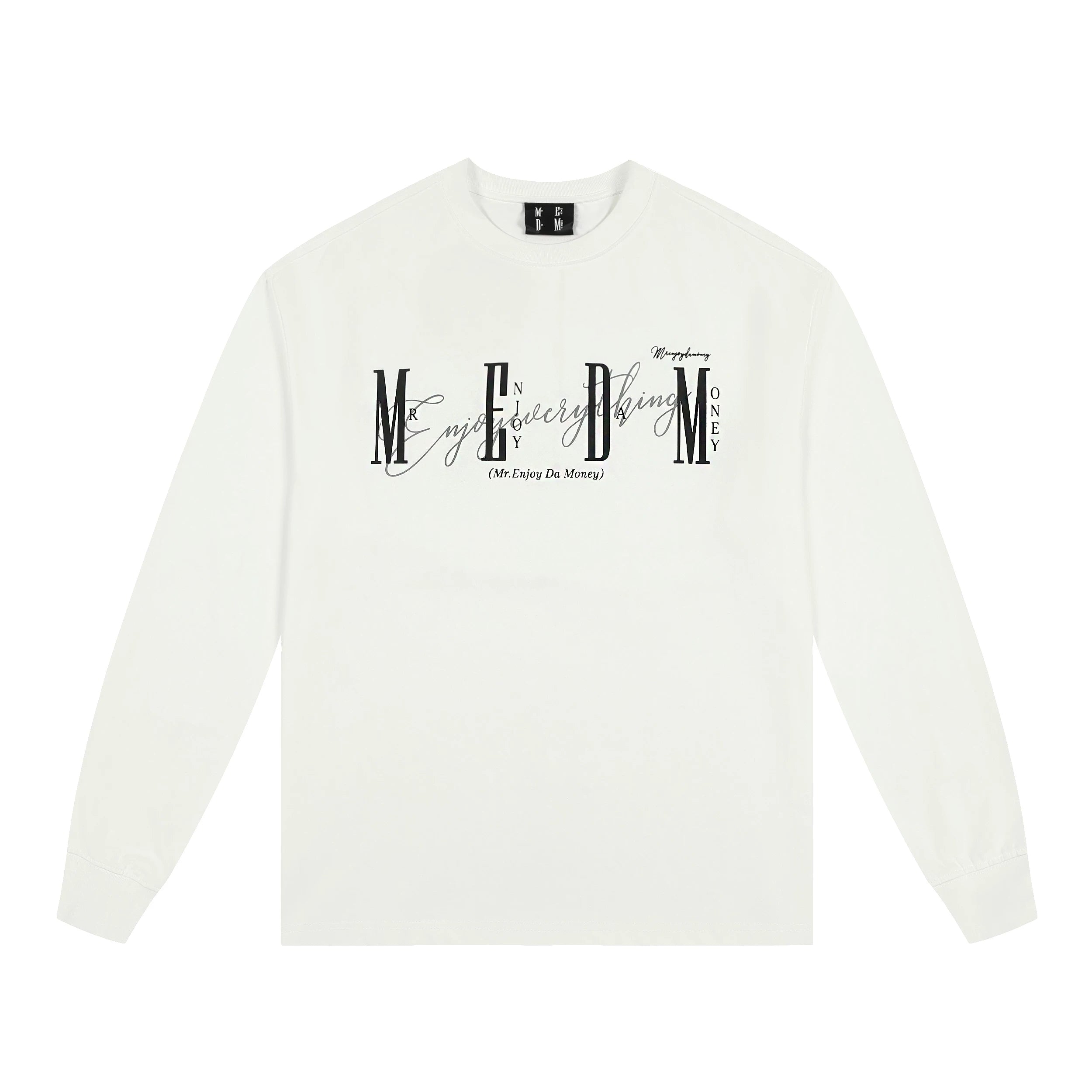 MEDM China-Chic Basic Printing Long Sleeve T-shirt for Men and Women Autumn American Loose Couple Dress Casual T-shirt Backing Shirt