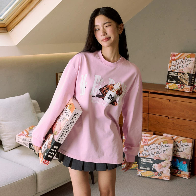 MEDM cake series long sleeved T-shirt unisex autumn versatile top American hip-hop loose casual T-shirt