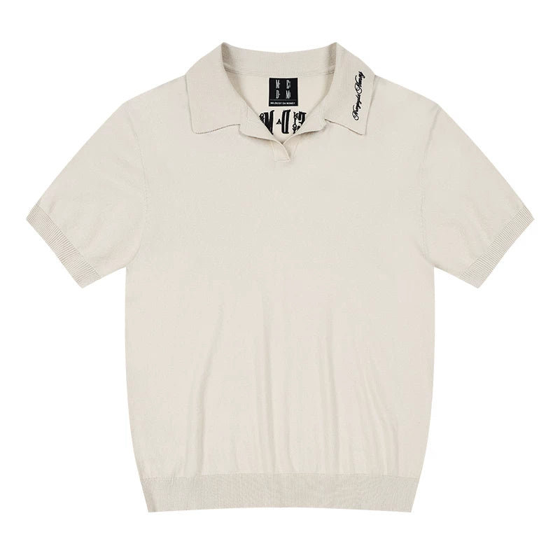 MEDM Tri color Embroidered Alphabet Handwritten Font Casual Polo Short Sleeve New Product Relaxation Flip Collar Half Sleeve T-shirt for Men