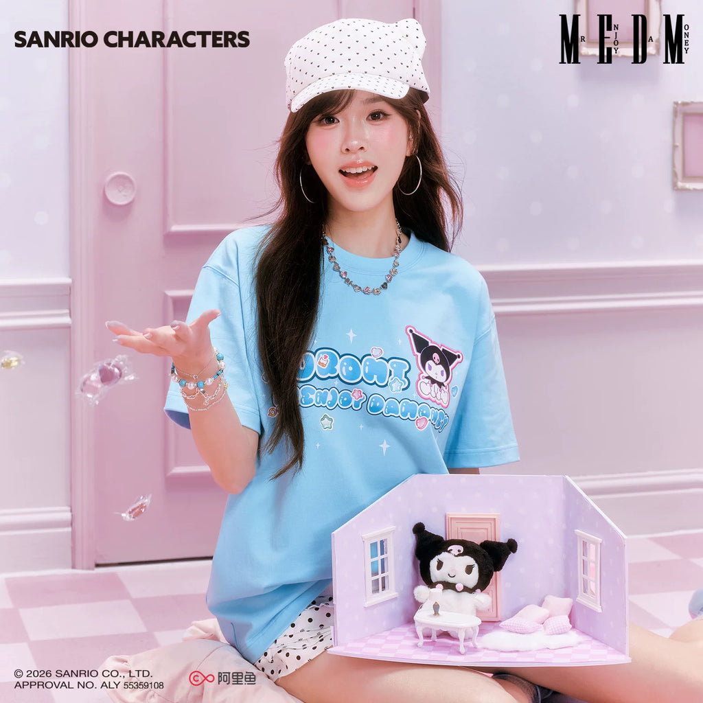MEDM × Sanrio Family Series Candy Burst Logo Printed Casual Round Neck Short Sleeve Cute Style T-shirt for Women