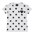 MEDM full print retro polka dot casual round neck short sleeved trendy love toothbrush embroidered logo loose T-shirt for women