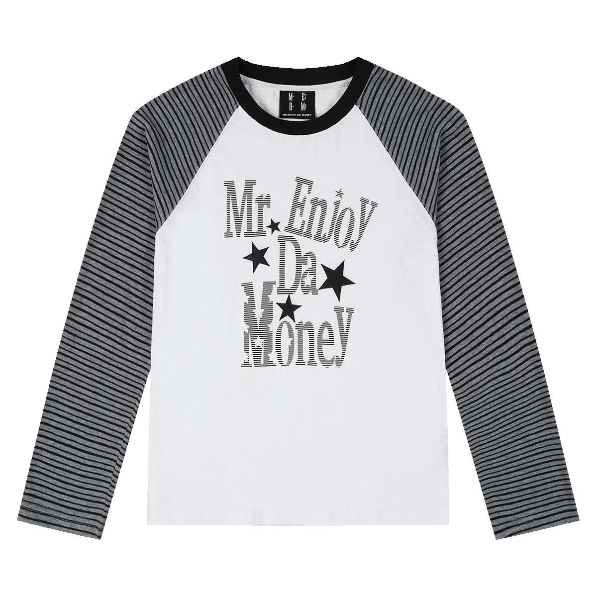 MEDM Star Skin Retro Stripe Casual Round Neck Long Sleeve T-shirt American Street Simple and High End Top Trendy