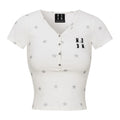 MEDM Star Flash V-neck Henley collar full printed star casual short sleeved letter 3D printed slimming short T-shirt