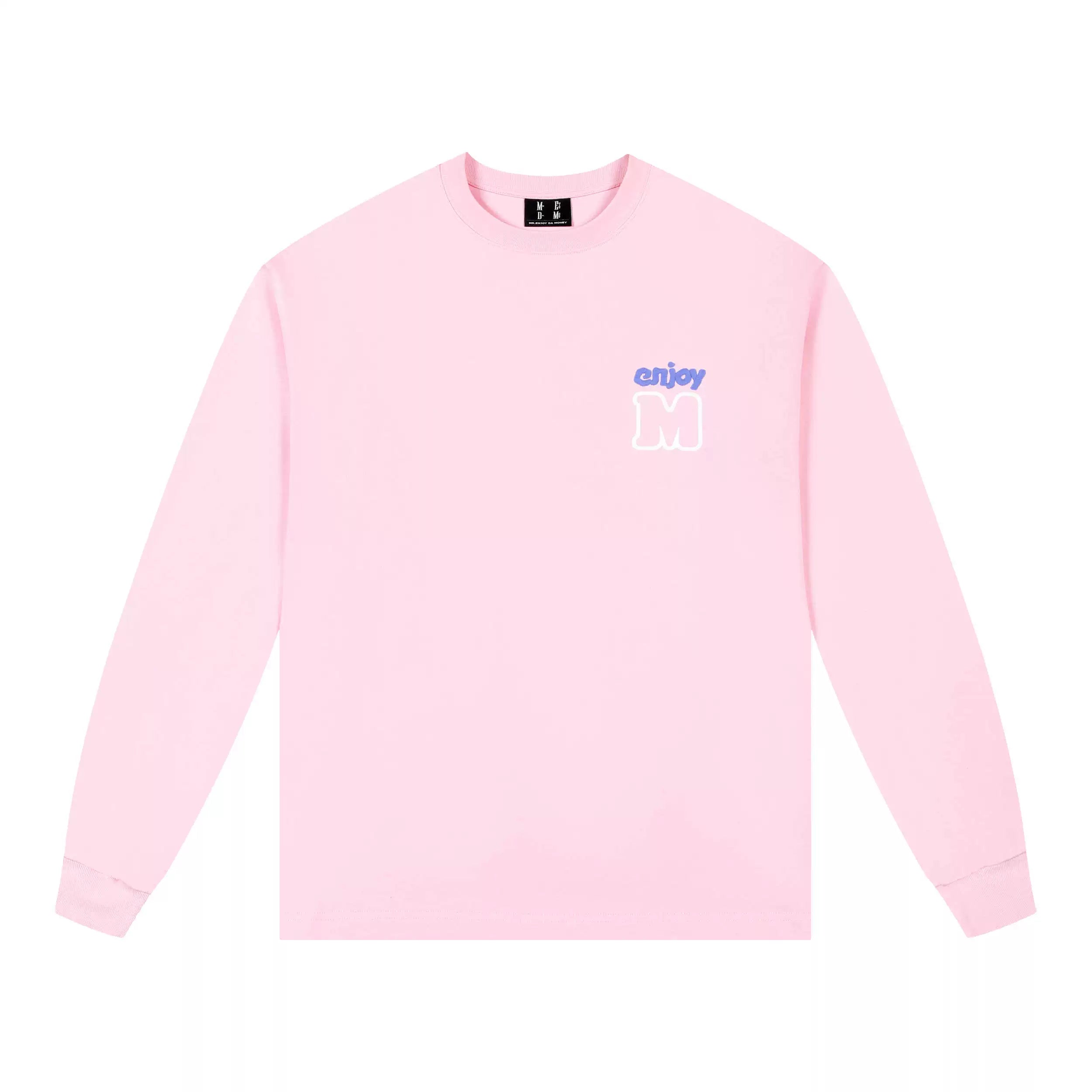 MEDM Color Contrast M Embroidery Small Label Basic Long Sleeve T-shirt Spring and Autumn Round Neck Loose Autumn Versatile Casual Base Tee