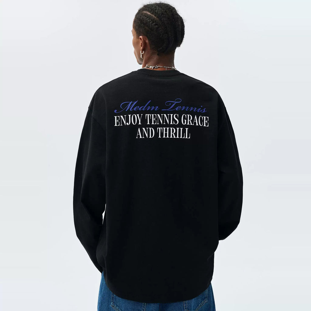 MEDM25SS Tennis Series Bamboo Cotton Long Sleeve T-shirt for Men and Women, American Hip Hop Casual T-shirt for Spring and Autumn