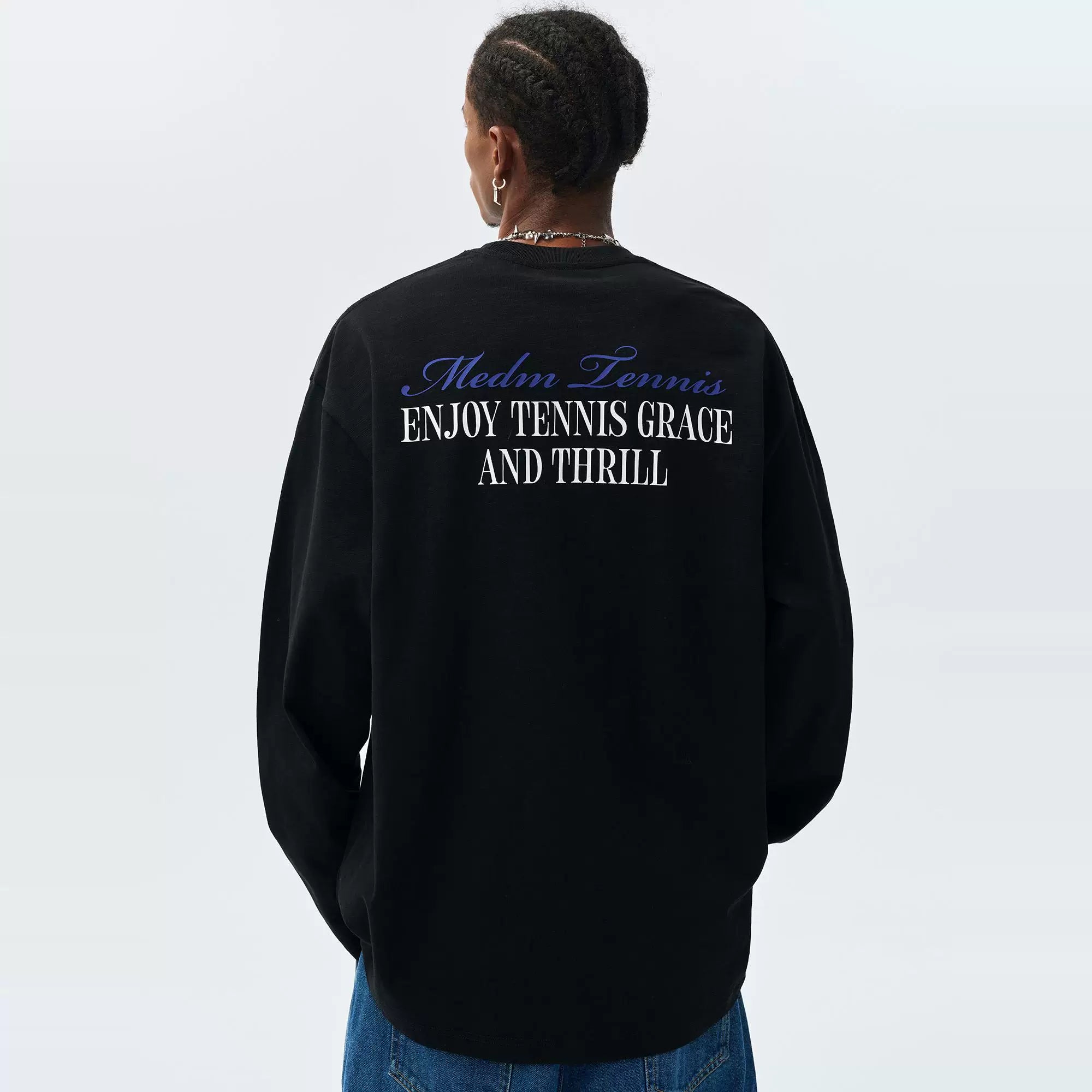 MEDM25SS Tennis Series Bamboo Cotton Long Sleeve T-shirt for Men and Women, American Hip Hop Casual T-shirt for Spring and Autumn