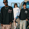 MEDM Origami Flower Embroidery Loose Long Sleeve T-shirt for Men and Women Autumn Round Neck Versatile Casual Couple Round Neck Top