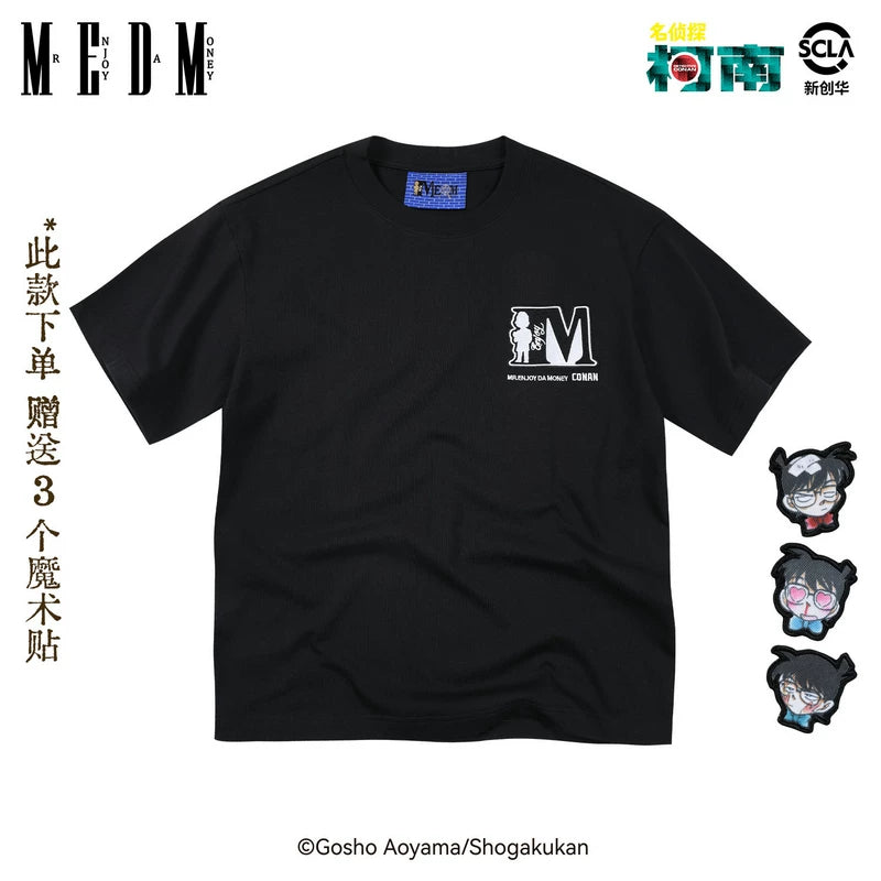 MEDMx Detective Conan Collaboration Basic Simple Anime Velcro Casual Short Sleeve Versatile Couple T-shirt Summer