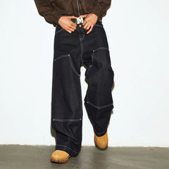 MEDM casual straight tube stiff vintage casual jeans spring American street versatile loose workwear pants men