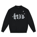 MEDM Graffiti Printed Logo Casual Round Neck Hoodie Autumn/Winter American Street Color Contrast Plus Velvet Couple Top