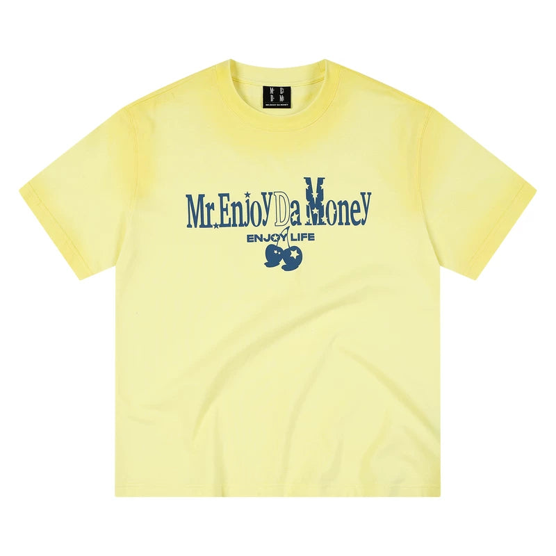 MEDM seam halo macaron casual short sleeved trendy commuting letter printed loose round neck couple T-shirt summer
