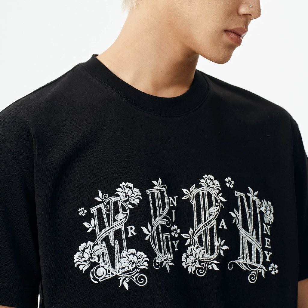 MEDM Palace Style Pattern Logo Embroidered Round Neck Casual T-shirt Versatile Skin friendly Breathable Loose Men's and Women's Short Sleeves Summer