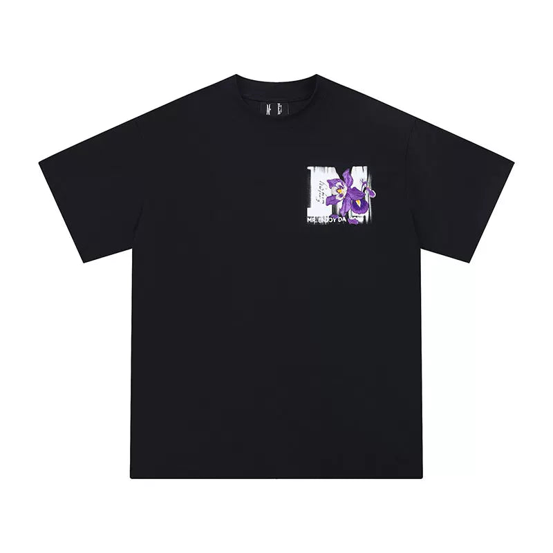 MEDM summer short sleeved mottled logo three-dimensional floral embroidery T-shirt men's trendy brand casual design T-shirt top