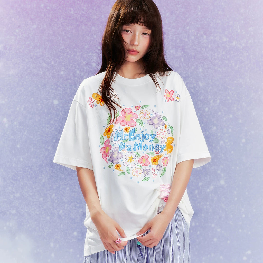 MEDM Dreaming Bubble DayDREAMING Graffiti Series Printed Sunscreen Casual Short Sleeve Round Neck T-shirt for Men and Women