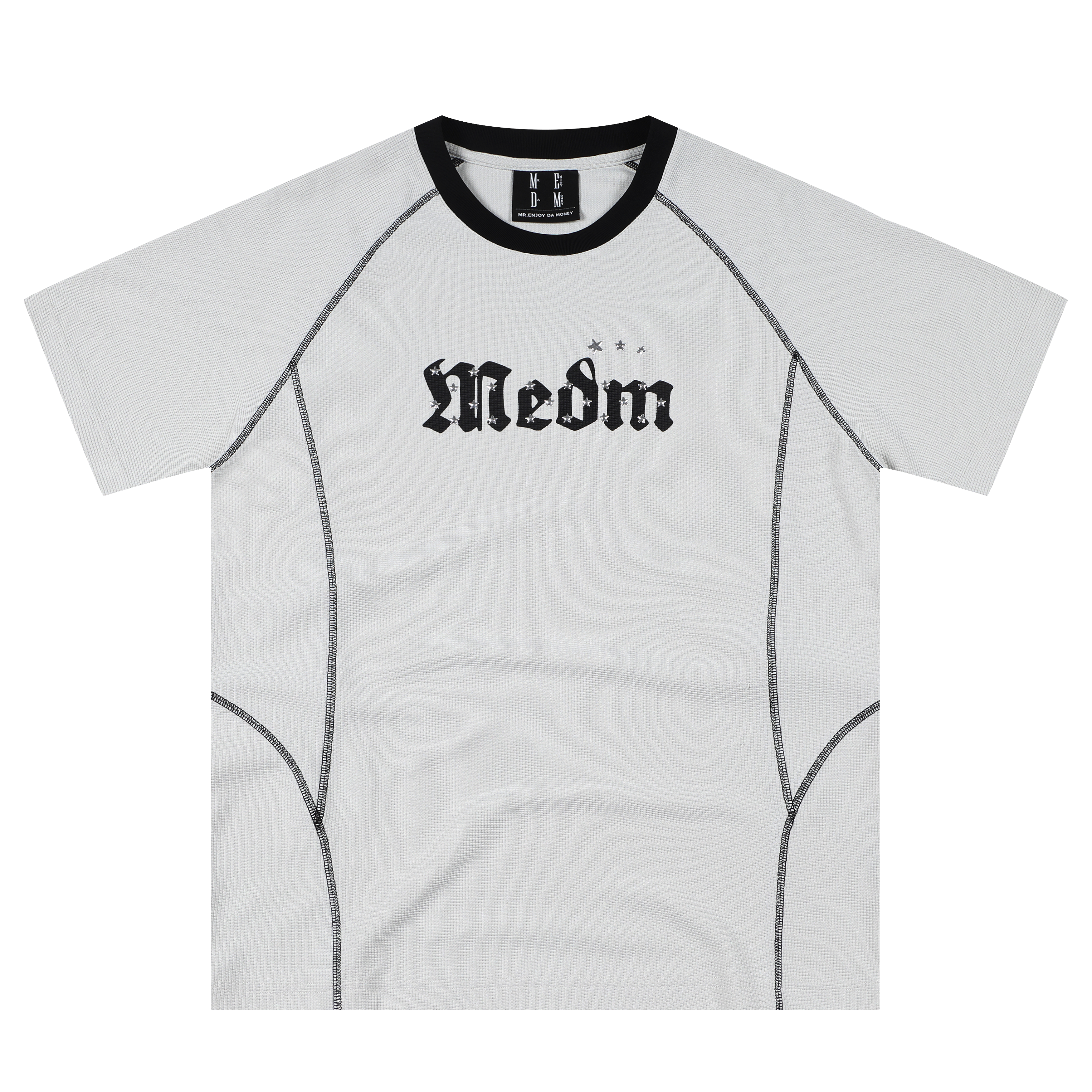 MEDM contrasting color reverse car curve starry sky casual short sleeved high street letter printed functional style loose T-shirt for men