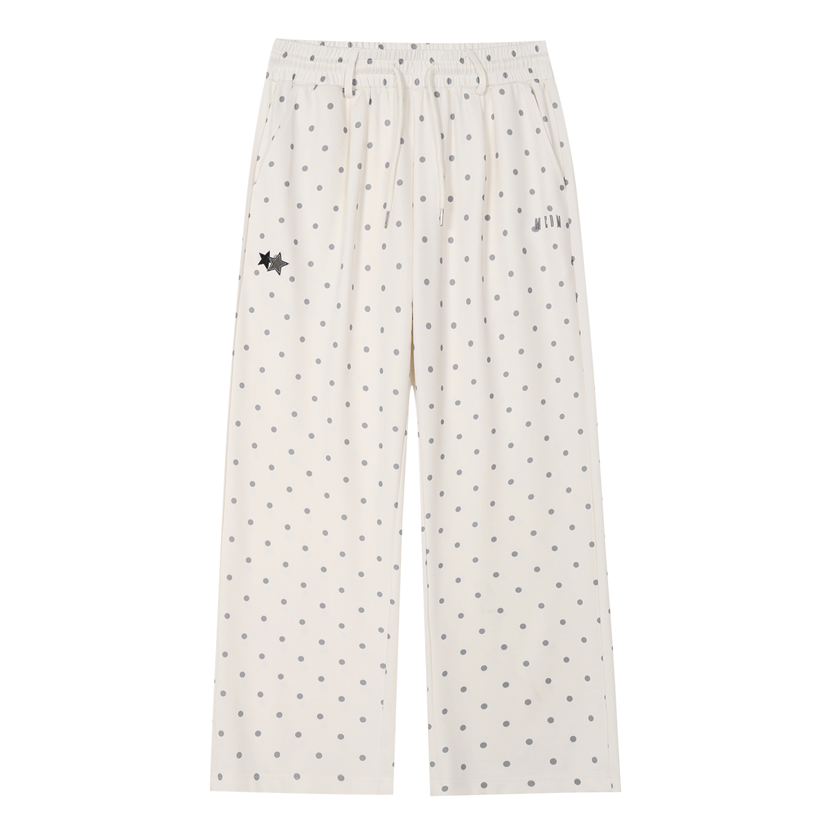 MEDM Wave Dot Star Sticker Leather Cool Air Layer Casual Bathroom Pants High Waist Wide Legs Loose Drawstring Straight Leg Pants Trendy
