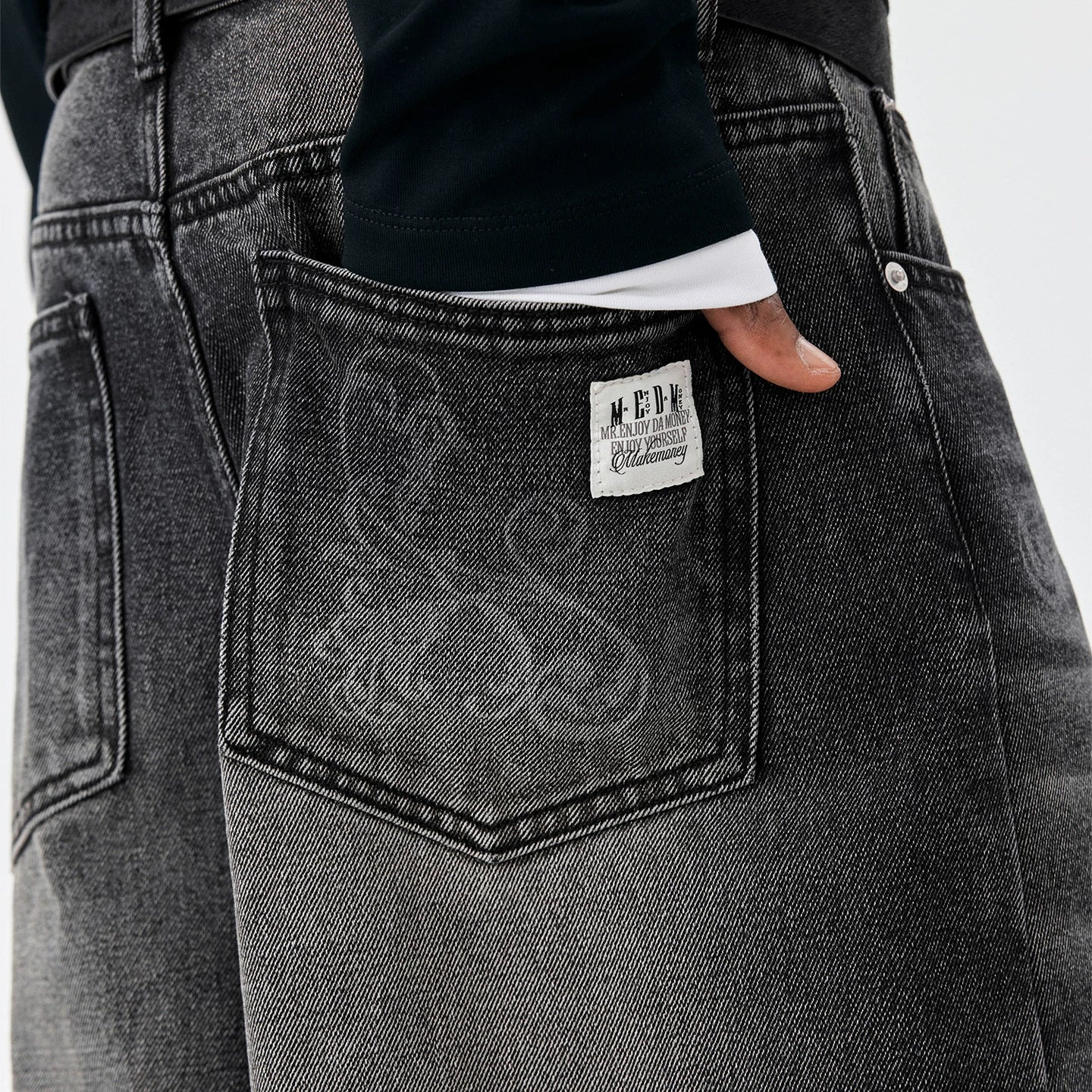 MEDM Flower Vine Laser Burnt Casual Bent Knife Jeans Street Versatile Mid Waist Micro Elastic Loose Wide Leg Pants Autumn