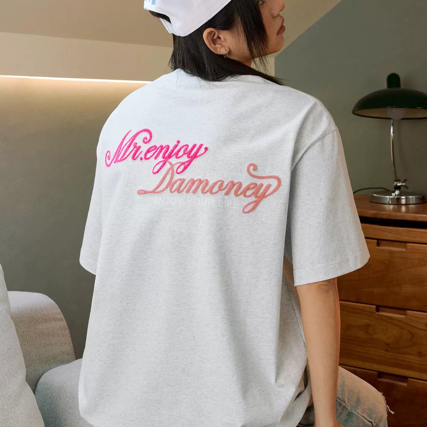 MEDM26SS four-color Tencel velvet body letter short sleeved men's summer new T-shirt American minimalist top t