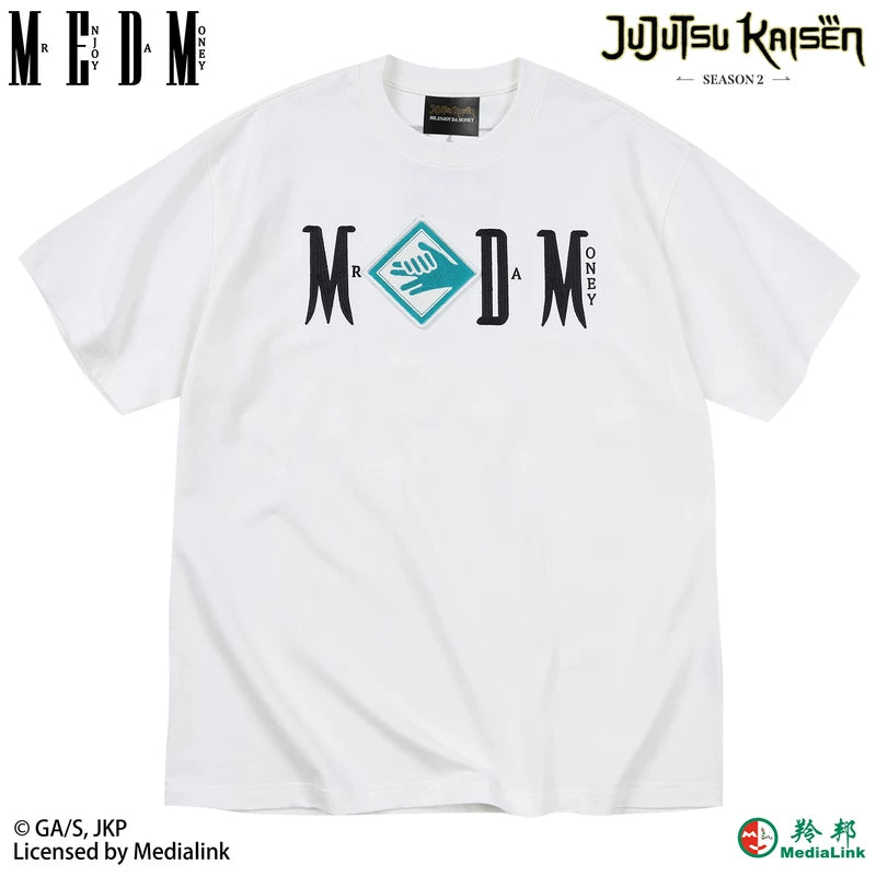 MEDM x Spell Battle Collaboration - Character ICON Velcro Casual Round Neck T-shirt Embroidered Letters Men's and Women's Short Sleeves