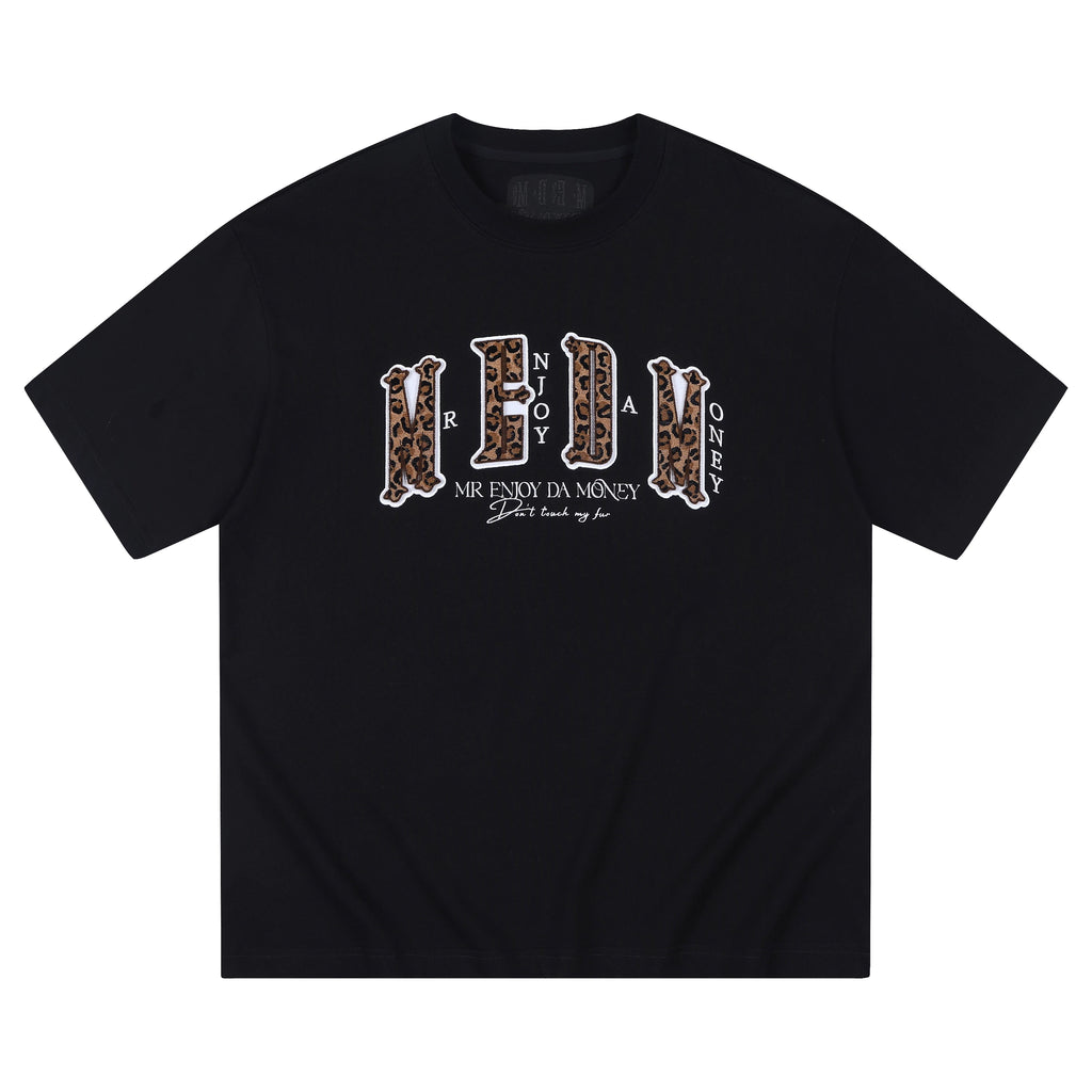 MEDM25SS Solona Summer Cool Sunscreen Toothbrush Embroidered Leopard Pattern Four Character Short Sleeve T-shirt