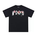 MEDM Origami Sliced Rose Butterfly Embroidered Short Sleeve T-shirt for Men and Women, Summer American Retro Loose Half Sleeve