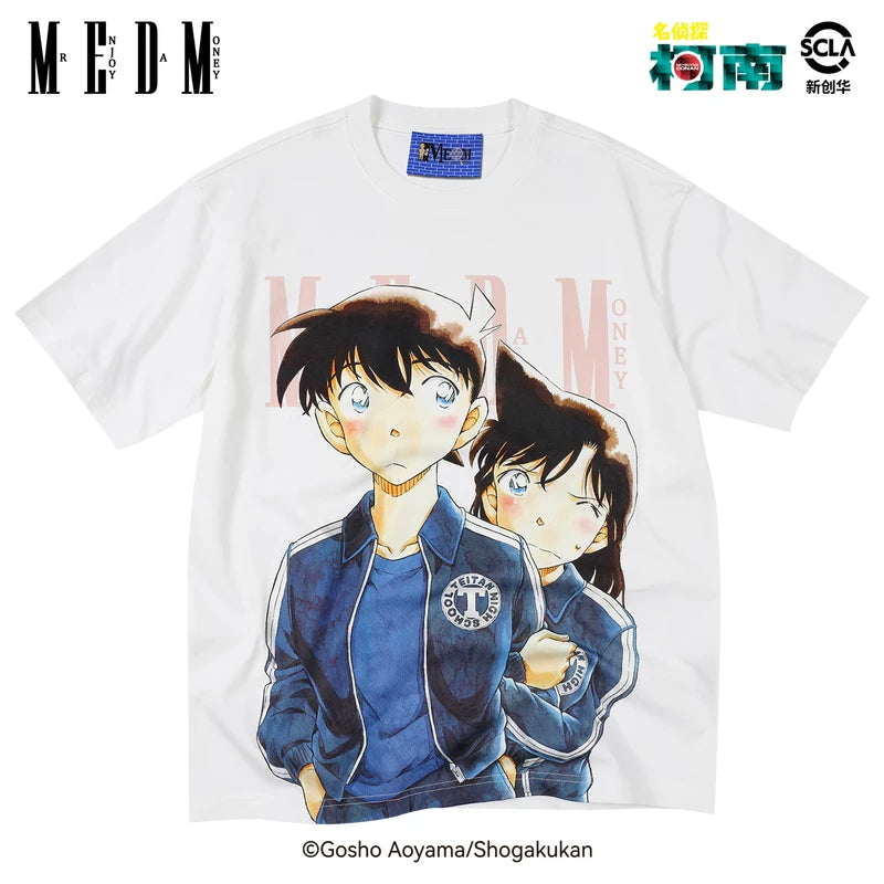 MEDMx Detective Conan co branded anime character print basic casual short sleeved trendy versatile couple T-shirt