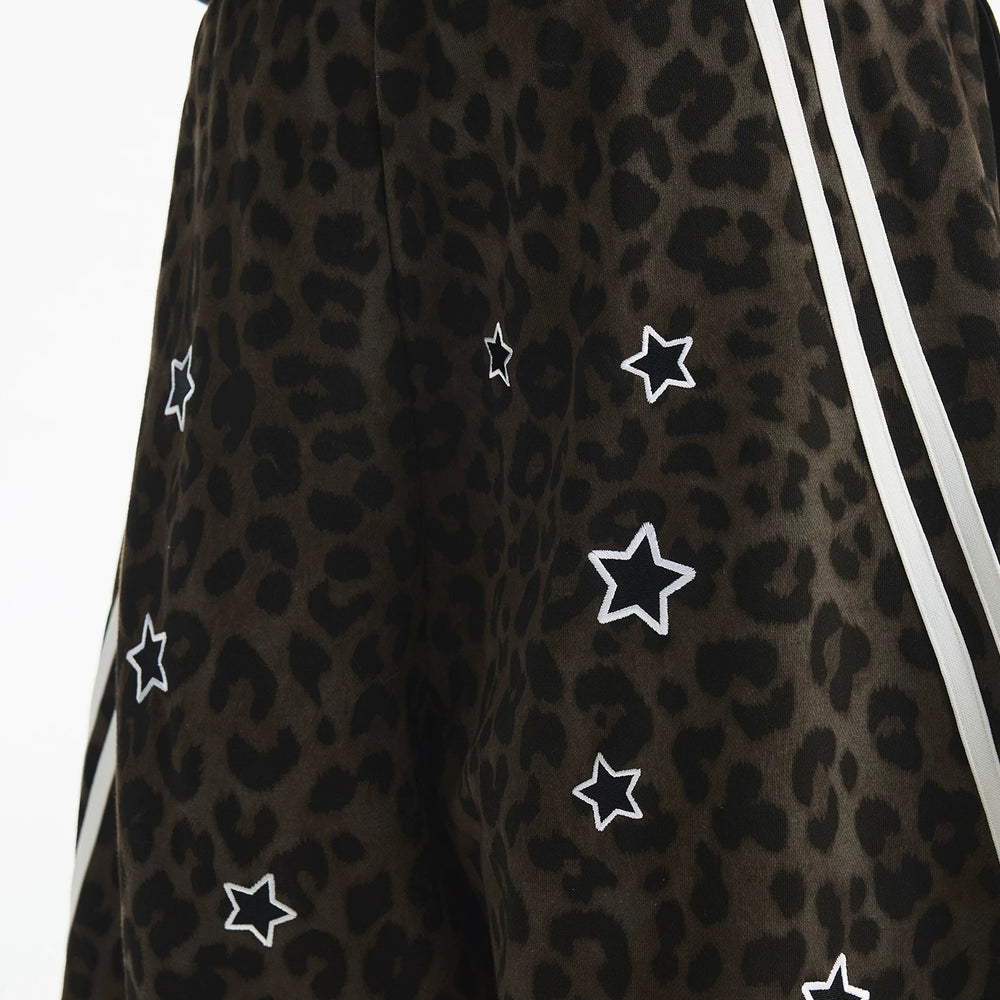 MEDM classic leopard print bar casual curved knife sweatpants embroidered with stars fashion personality men's and women's casual pants