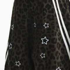 MEDM classic leopard print bar casual curved knife sweatpants embroidered with stars fashion personality men's and women's casual pants