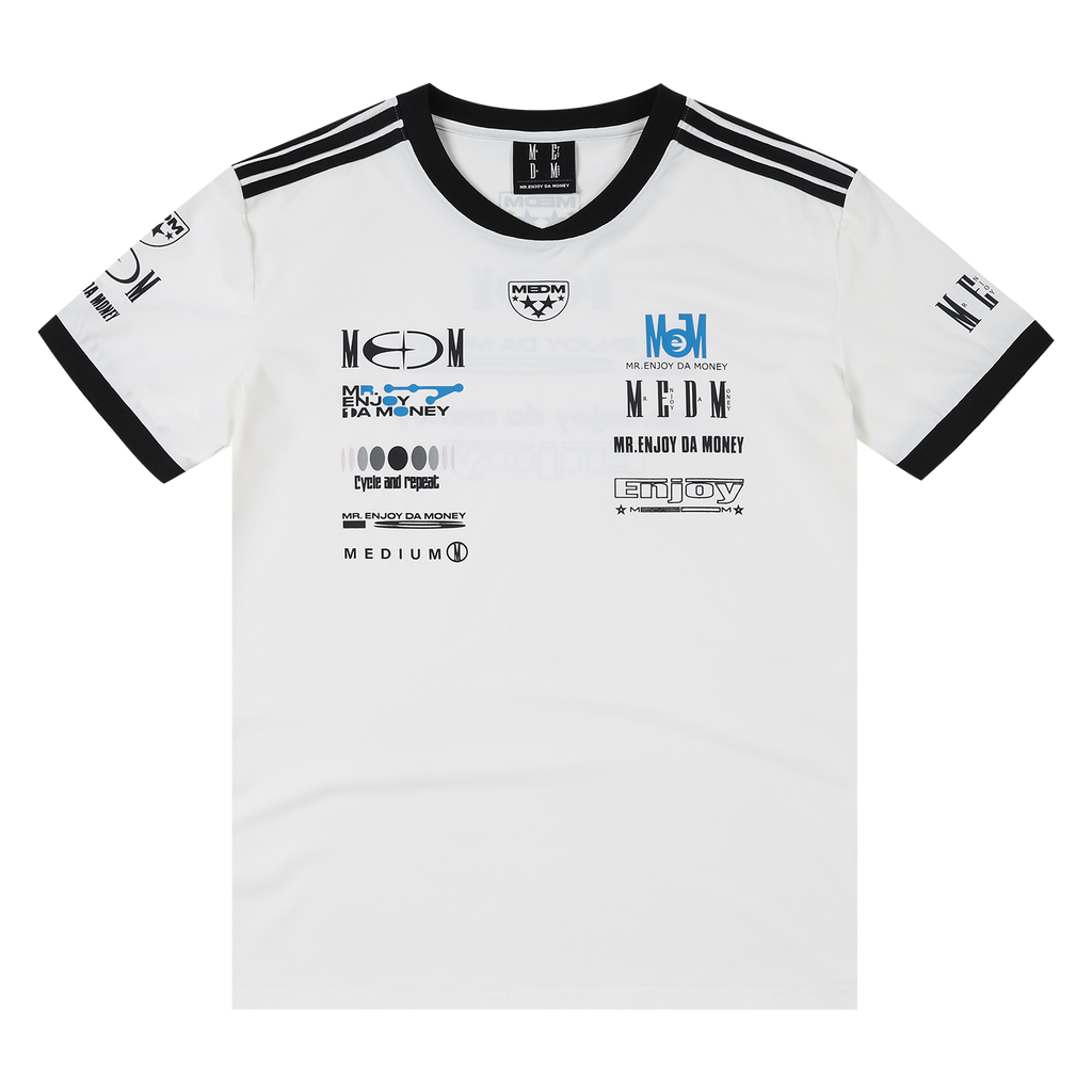 MEDM racing suit logo printed casual round neck short sleeved American street retro motorcycle style men's and women's loose T-shirt