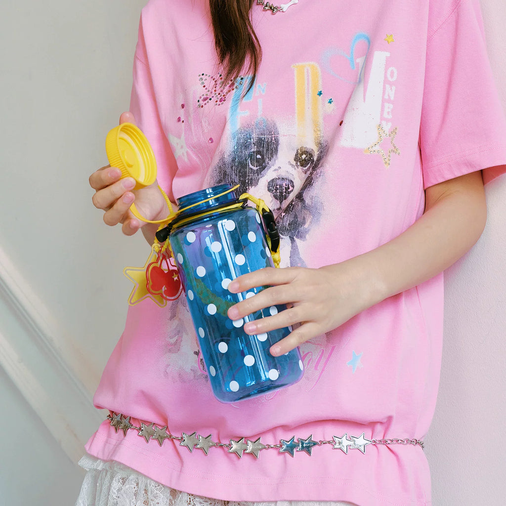MEDM retro polka dot contrasting design graffiti transparent water cup double-layer acrylic portable high-value ton cup