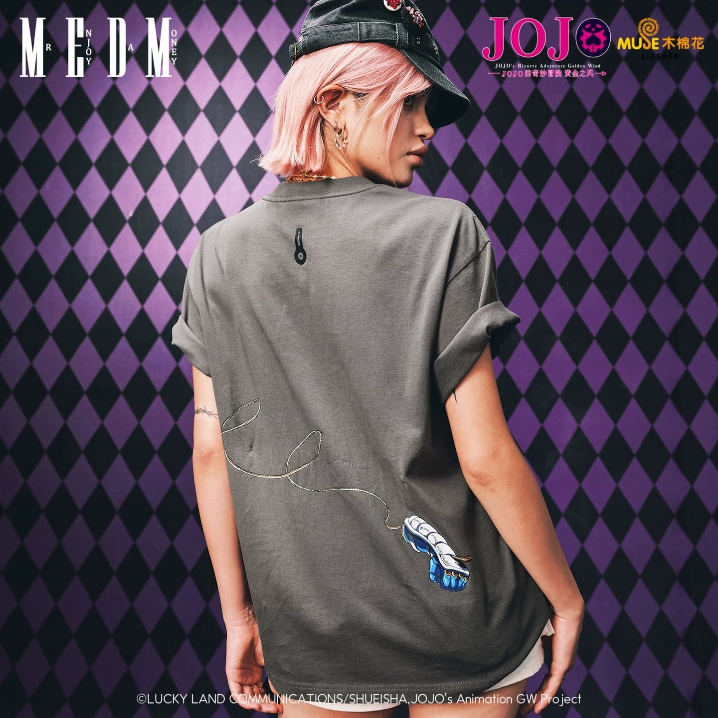MEDMxJOJO's Bizarre Adventure Collaboration - Basic Anime Printed Casual Short Sleeve Washed Outdated T-shirt for Men