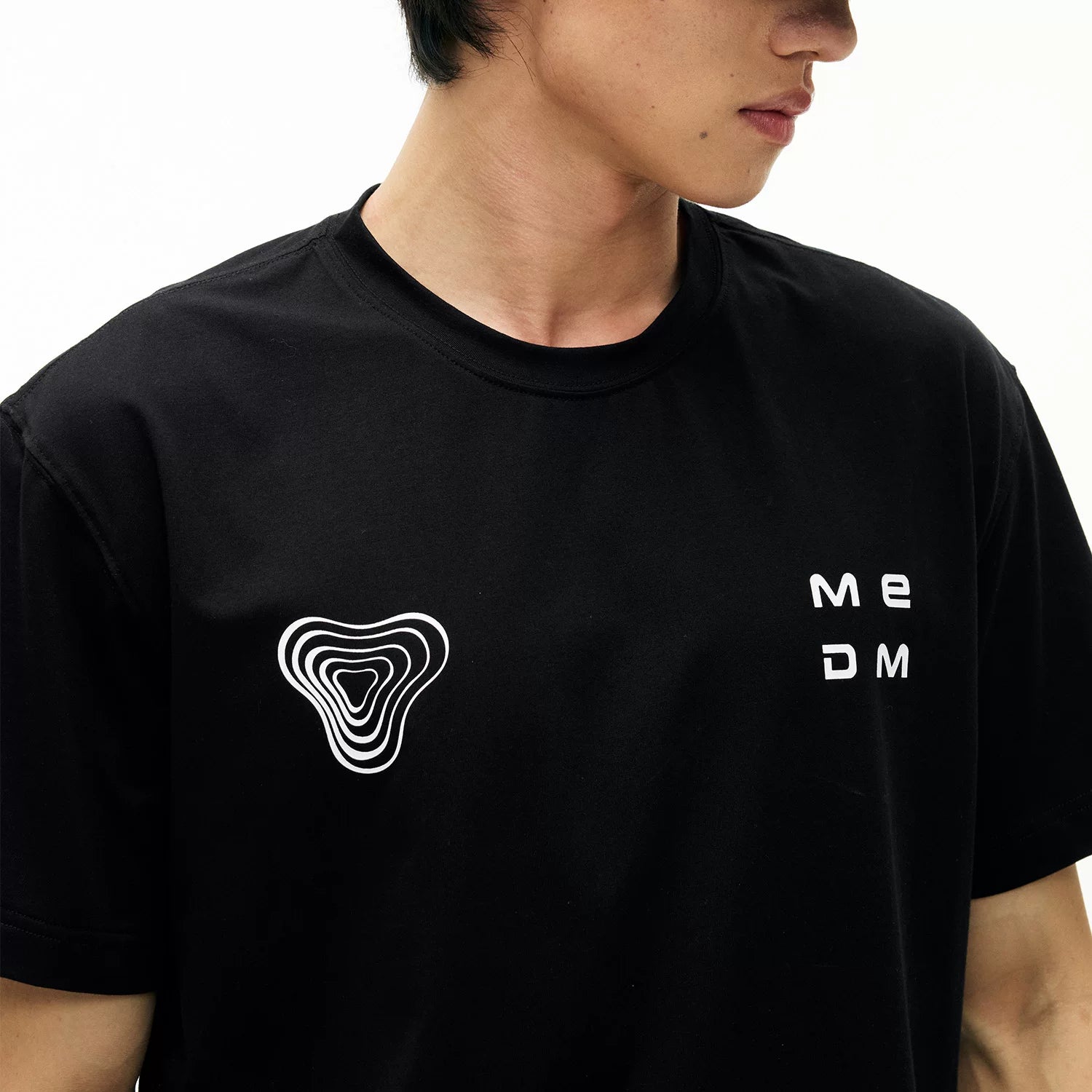 MEDM Island Sports Series Loose Shoulder Round Neck T-shirt Trendy Breathable Slimming Letter Printed Casual Short Sleeve