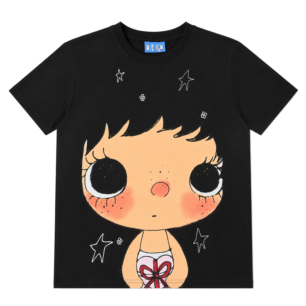 MEDM × YUY Jade Collaboration - Large Face Series Pattern Printed Women's Edition Slim fit Casual Round Neck Short Sleeve Versatile T-shirt