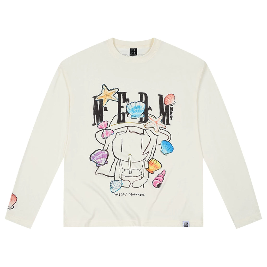 MEDM x NEWMASUS Summer Sea Breeze Round Neck Casual Long Sleeve T-shirt Trendy Brand Loose Couple Top Spring and Autumn