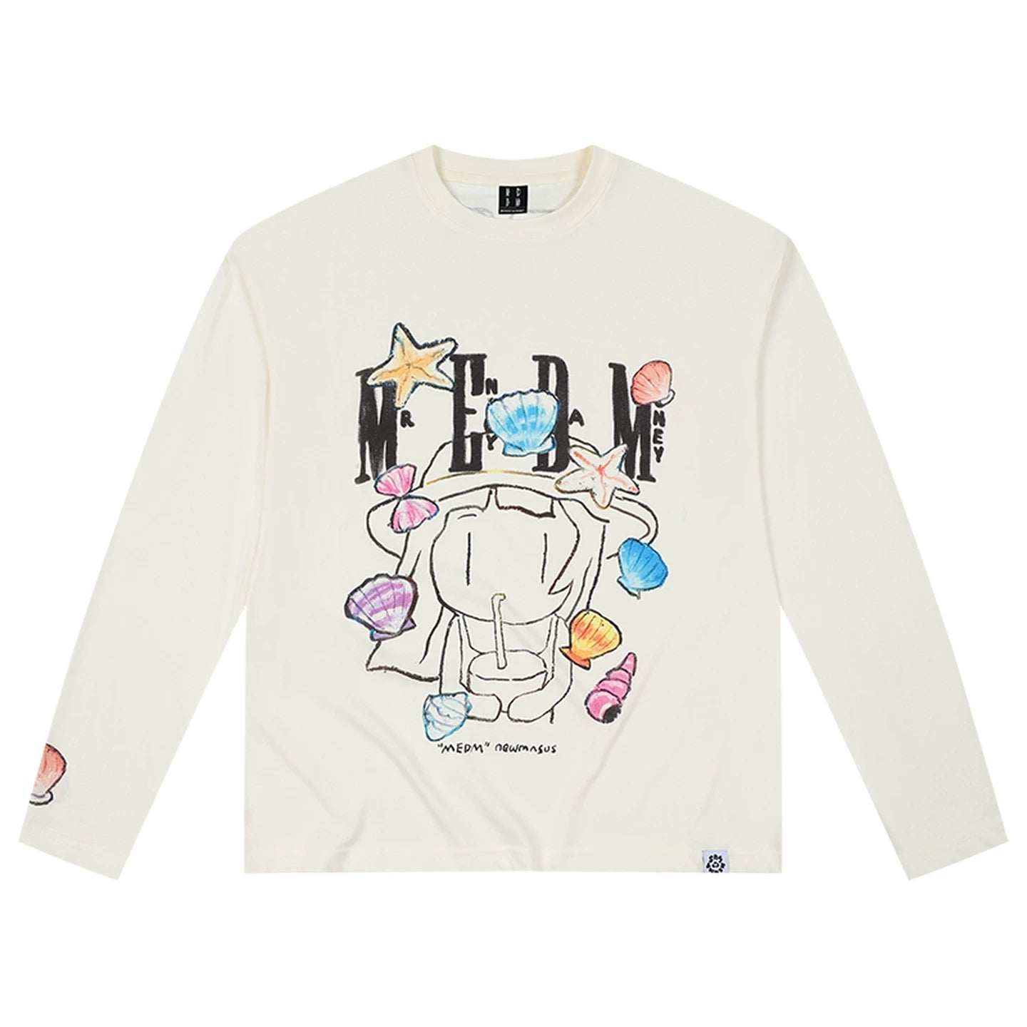MEDM x NEWMASUS Summer Sea Breeze Round Neck Casual Long Sleeve T-shirt Trendy Brand Loose Couple Top Spring and Autumn