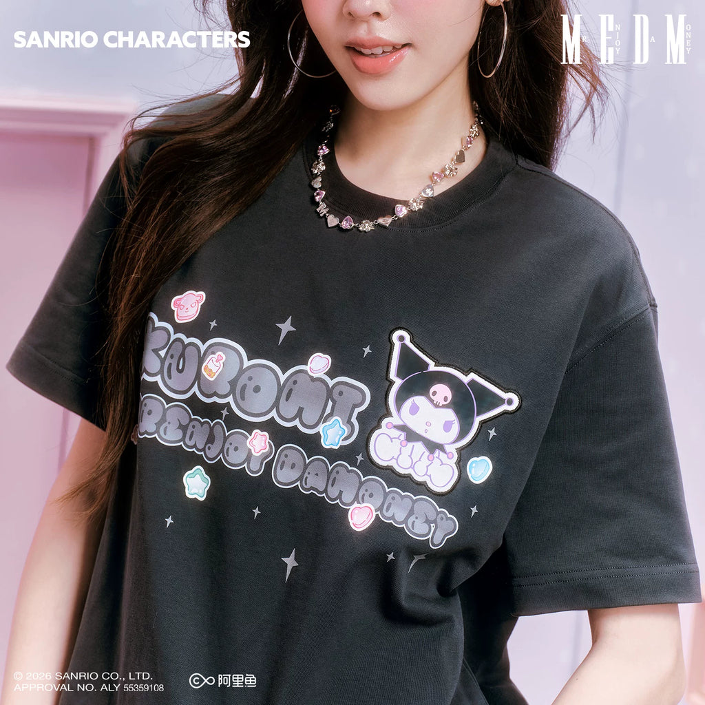 MEDM × Sanrio Family Series Candy Burst Logo Printed Casual Round Neck Short Sleeve Cute Style T-shirt for Women