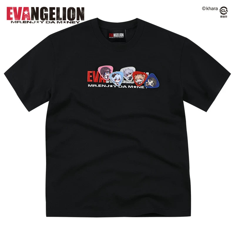 MEDMxEVA NEVER END Series Q-Version Character Velcro Short Sleeve Printed Logo Casual Round Neck T-shirt Trendy