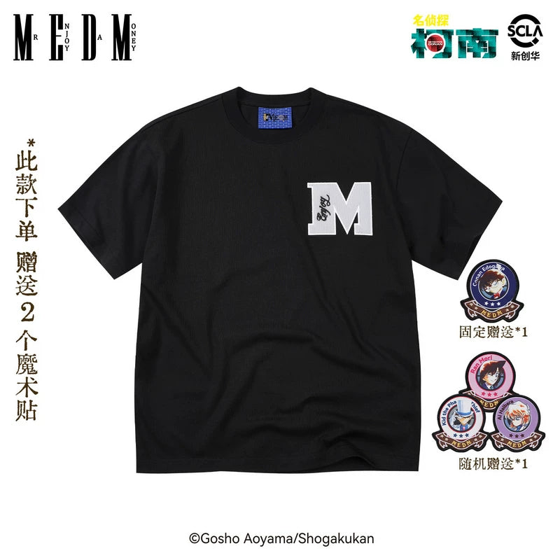 MEDMx Detective Conan Collaboration Basic Anime Velcro Casual Short Sleeve Versatile Commuting Couple T-shirt Summer