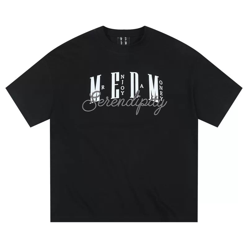 MEDM26SS 3D Embroidery Basic Set Pure Cotton Short Sleeve T-shirt for Men in Summer, Loose and Simple Round Neck Top for Women