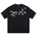 MEDM American style short sleeved T-shirt with lace butterfly design, unisex summer T-shirt, trendy brand style round neck short sleeved shirt