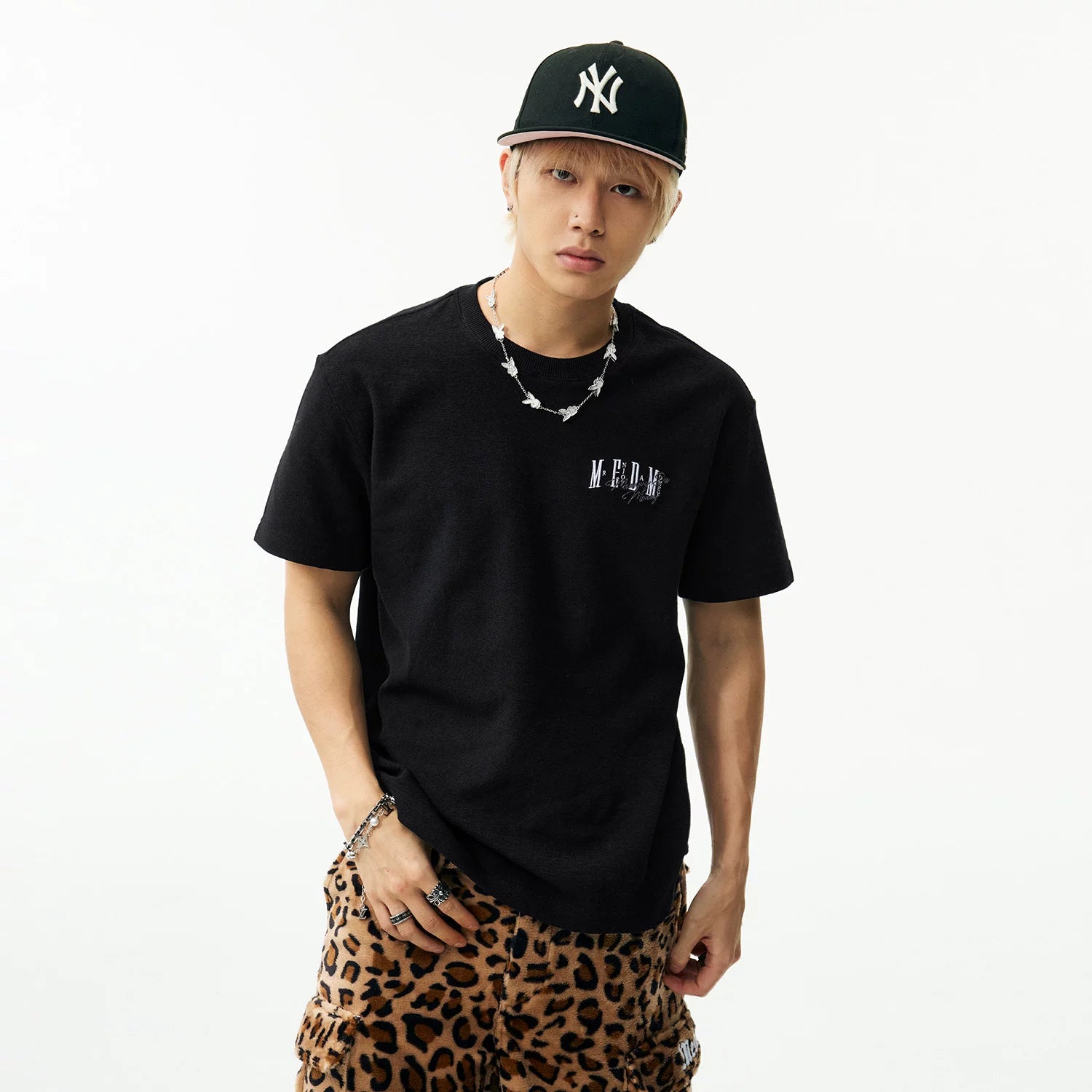 MEDM looped double-sided basic logo embroidery casual round neck T-shirt American heavyweight skin friendly versatile couple short sleeved shirt