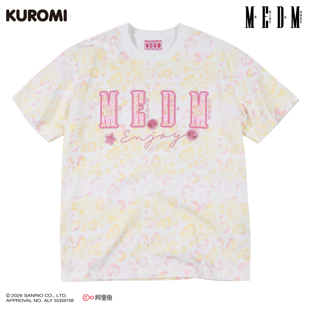 MEDM × Sanrio Family Series Leopard Pattern Cool Lomi Pattern Printed Casual Short Sleeve Loose Couple T-shirt Summer