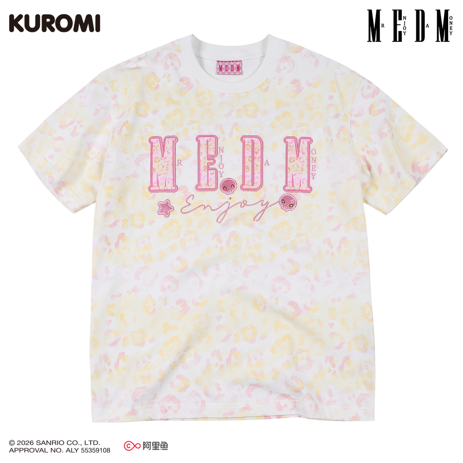 MEDM × Sanrio Family Series Leopard Pattern Cool Lomi Pattern Printed Casual Short Sleeve Loose Couple T-shirt Summer