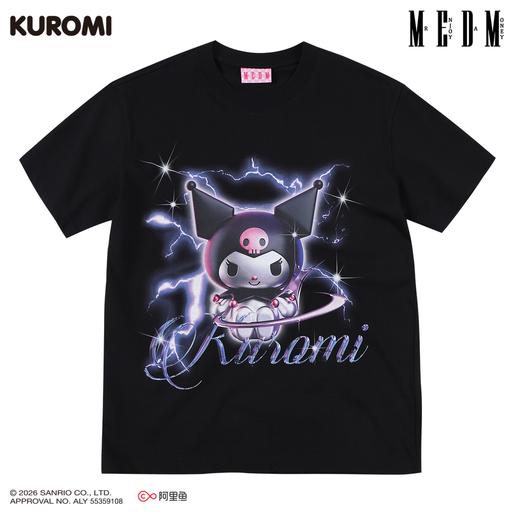 MEDM × Sanrio Family Series Dark Style 3D Acid Leisure T-shirt Cool Lomi Pattern Round Neck Short Sleeve Summer