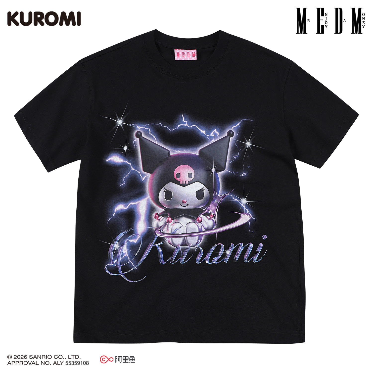 MEDM × Sanrio Family Series Dark Style 3D Acid Leisure T-shirt Cool Lomi Pattern Round Neck Short Sleeve Summer