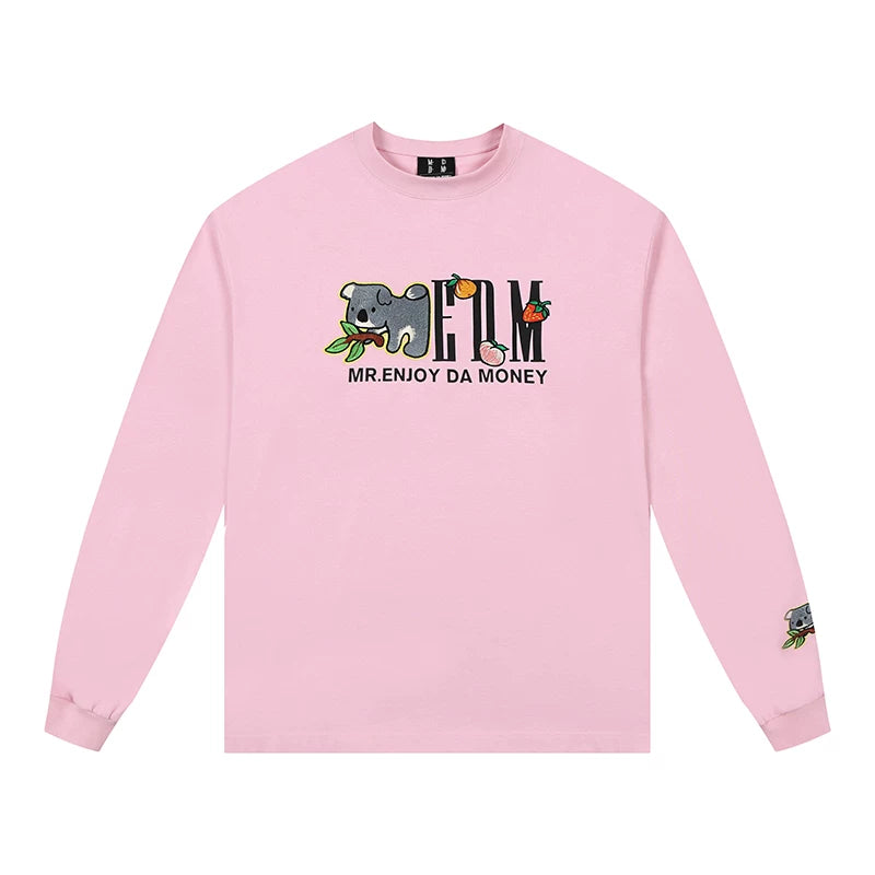 MEDM Capibala animal element small world long sleeved T-shirt for men's autumn loose casual couple versatile top